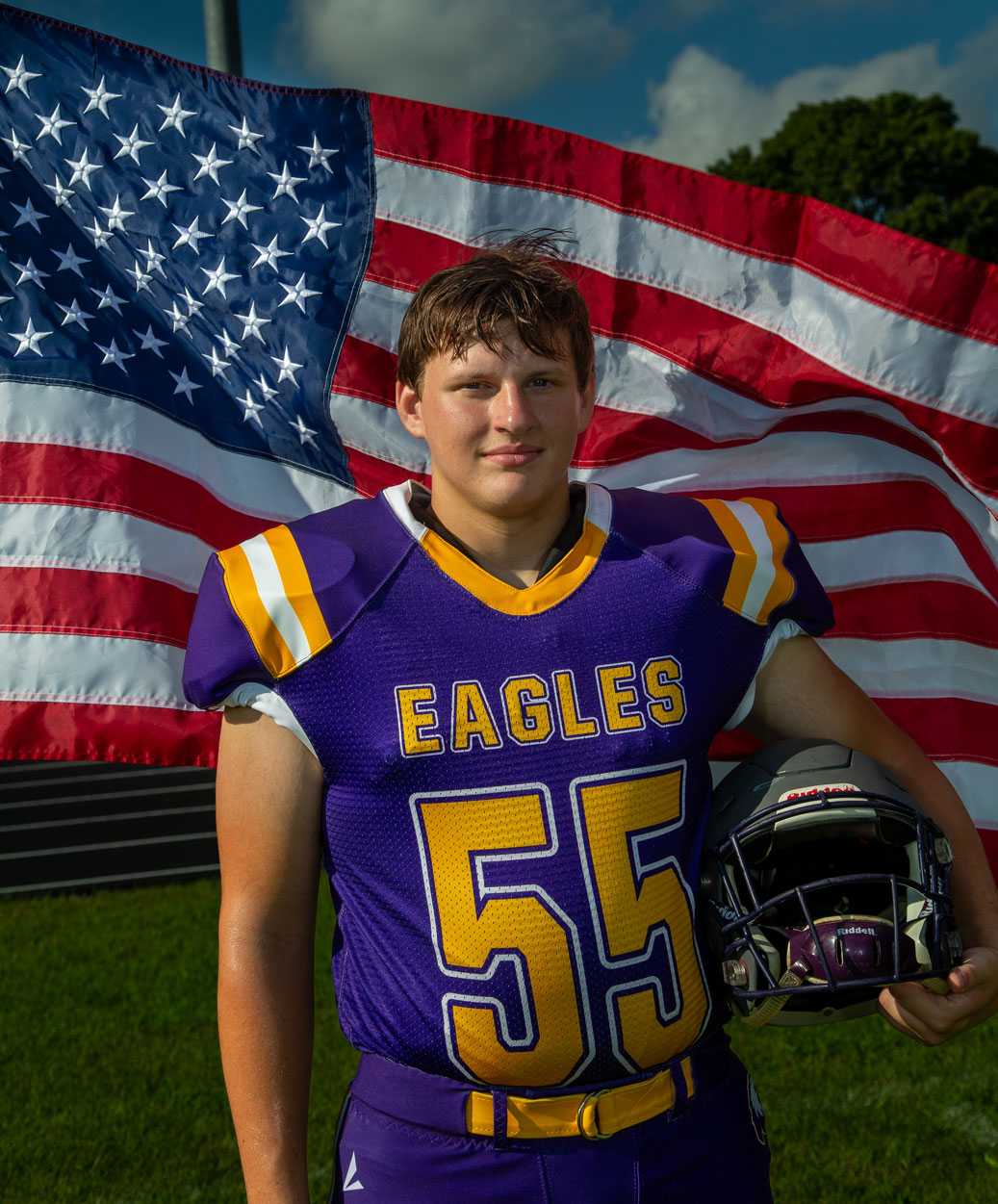 Senior with flag